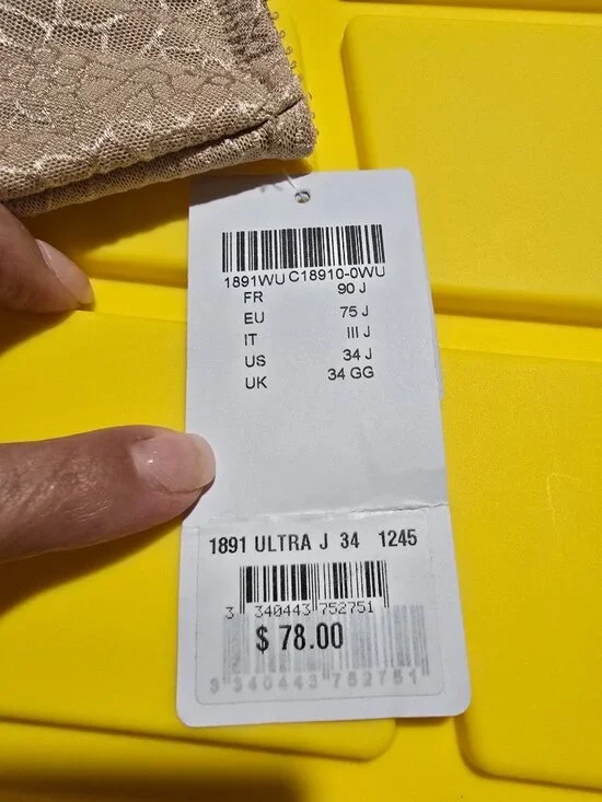 Chantelle 1891 Ultra Lace Bra 34GG 34J Nude Beige Unlined Underwire NWT NEW - Picture 7 of 16